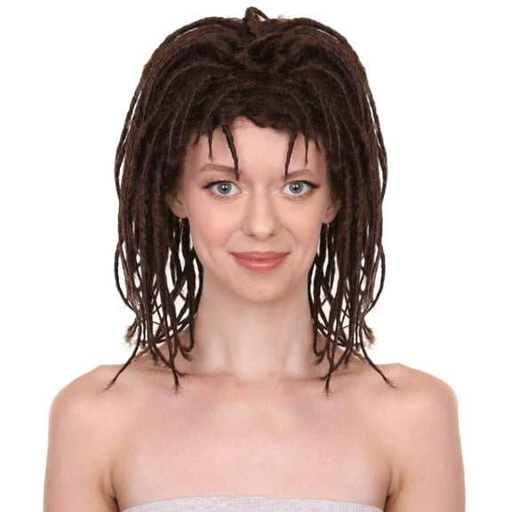 HPO Adult Women's Deluxe Short Dreadlock Synthetic Fiber Wig, Black
