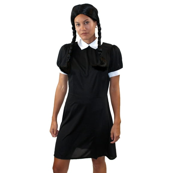 HPO Adult Women's Emotionless Seldom Daughter Costume | Black TV/Movie Costumes (Medium)