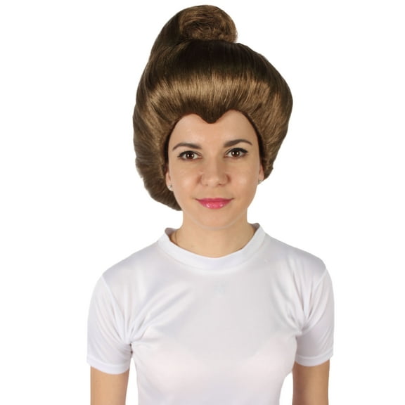 HPO Adult Women's Fairy Godmother Animated Fantasy Movie Wig, Brown-Color, Cosplay Halloween Party, Flame-retardant Synthetic Fiber
