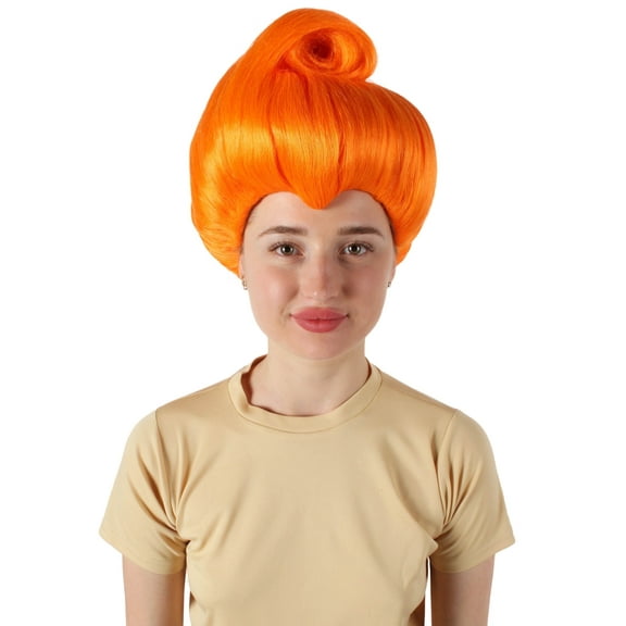 HPO Adult Women's Fairy Godmother Animated Fantasy Movie Wig, Orangre Color, Cosplay Halloween Costume Party, Breathable Capless Cap, Flame-retardant Synthetic Fiber