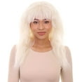 thumbnail image 1 of HPO Adult Women’s Female Super Villian White Fuzzy Long Wig, best for Halloween, Synthetic Fiber, 1 of 11