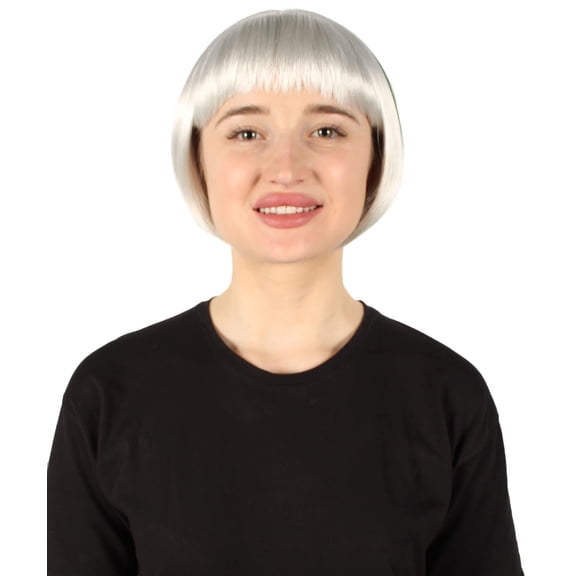 HPO Adult Womens Flag-themed Short Bob Wig with Bangs for Sporting Events, Multiple Countries Option, Flame-retardant Synthetic Fiber Wig