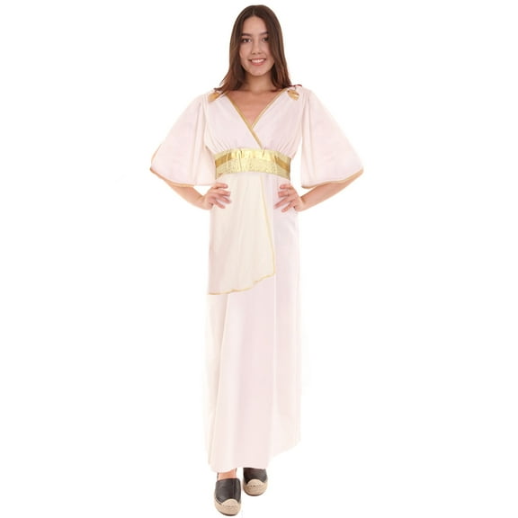 HPO Adult Women's Full Length Greek Goddess Costume | White Color Toga Costume