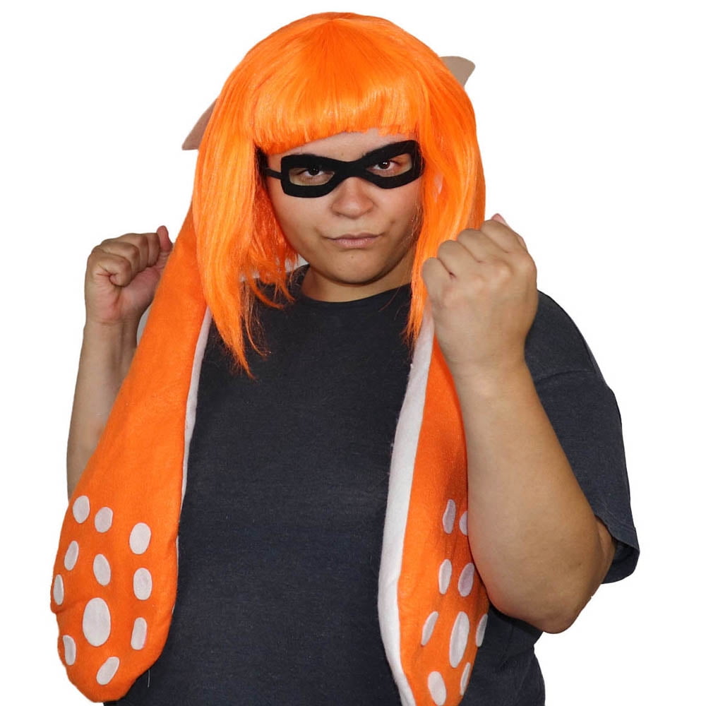 HPO Adult Women’s Gaming Ink Wig and Ears with Eye Mask| Wefted Cap Design| Synthetic Fiber