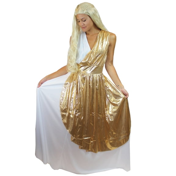 HPO| Adult Women's Greek Goddess Angel Costume | White & Gold Color Cosplay Costume