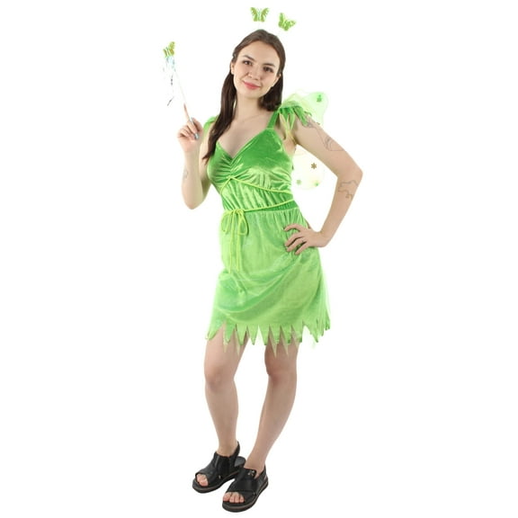 HPO Adult Women's Green Color Fairy Costume, Synthetic Fabric Costume (Medium)