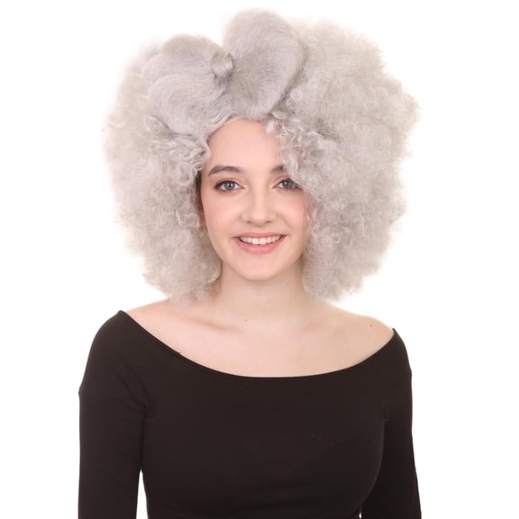 HPO Adult Women's Grey Color Bow Wigs Collections | Super Size Cosplay Halloween Wigs | Premium Breathable Capless Cap