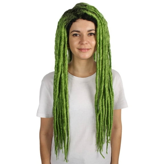 HPO Adult Women's Lime Green Dreadlock Wig Long Synthetic Costume Hair for Halloween & Cosplay