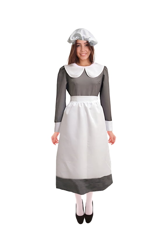 Adult Women's Maid Costume | Grey and White Cosplay Costume