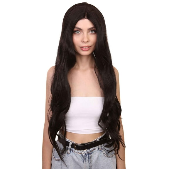 HPO Adult Women's Meghan Long Length Lace Front Wavy With Bangs - Fashion Wigs