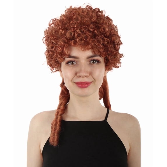 HPO Adult Women's Natural Red Victorian Wig with Long Banana Ponytail, Synthetic Soft Fiber Hair, Perfect for your next Ball and English Party!