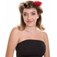 thumbnail image 1 of HPO Adult Women's Pin Up Wig With Rose | Party Ready Fancy blonde Cosplay Halloween Wig | Premium Breathable Capless Cap, 1 of 10