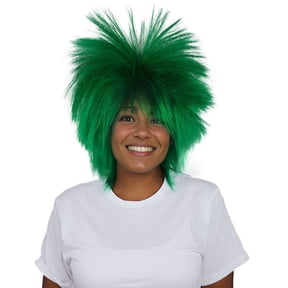 HPO Adult Women's Punk Metal Rocker 80's Mullet Wig, Unisex, Dark Green Color, Synthetic Fiber