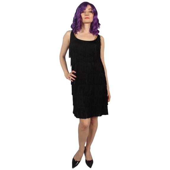 HPO Adult Women's Roaring 1920s Flirty Flapper Costume, Halloween Fancy-Dress Black Costume