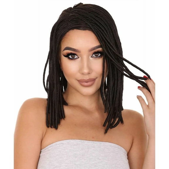 HPO | Adult Women's Short Black Dreadlock Wig | Party Ready Fancy Synthetic Wig | Wefted Wig Cap