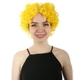 thumbnail image 1 of HPO Adult Women’s Short Curly Colorful Celebrity Wig, Yellow Color , Best Halloween Costume Party, Synthetic Fiber, 1 of 8