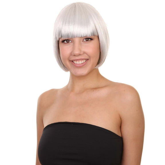 HPO Adult Women's Silver Color Cosplay Halloween Dress Wig with Adjustable