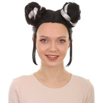 HPO Adult Women's Singer Bun Wigs | Song Contest | Black & White Celebrity Wigs | Premium Breathable Capless Cap