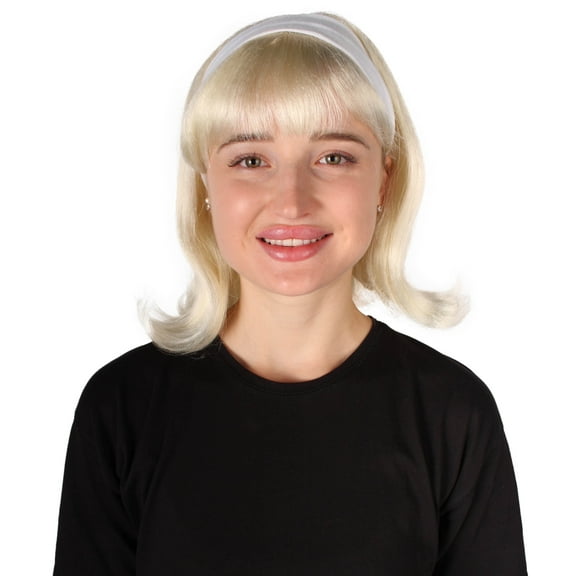 HPO Adult Women's Straight Shoulder Length 50s Flip Wig, Blonde