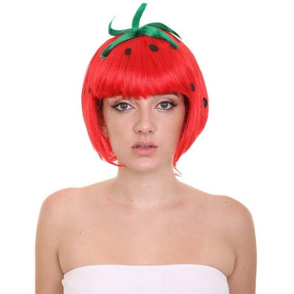 HPO Adult Women's Strawberry Wig | Fruit Party Ready Fancy Cosplay Halloween Wig