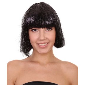 HPO Adult Women's Tinsel Bob Wig Collection | Black Color | Premium Breathable Capless Cap Design