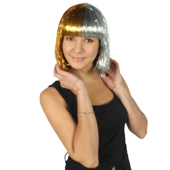 HPO Adult Short Bob Tinsel Wig for Women – Fun Wigs for Party, Cosplay & Halloween