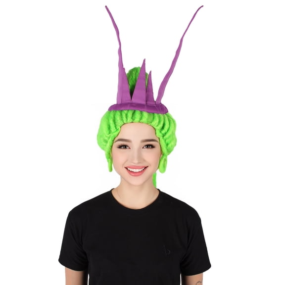 HPO Adult Womens and Mens TV Musical Movie Antagonist Green Troll Wig, Long Ponytail Wig, Synthetic Fiber Hair for Cosplay & Halloween