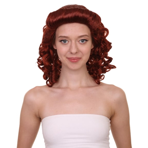 HPO Adult Womens 40's Pin Up Brown Color Vintage Wig | Premium Breathable Capless Cap |Made of Synthetic Fiber Head Wig