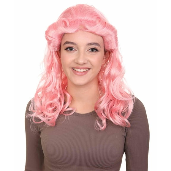 HPO Adult Womens 40's Pin Up Girl Wig | Pink Vintage Cosplay Wig | Premium Breathable Capless Cap