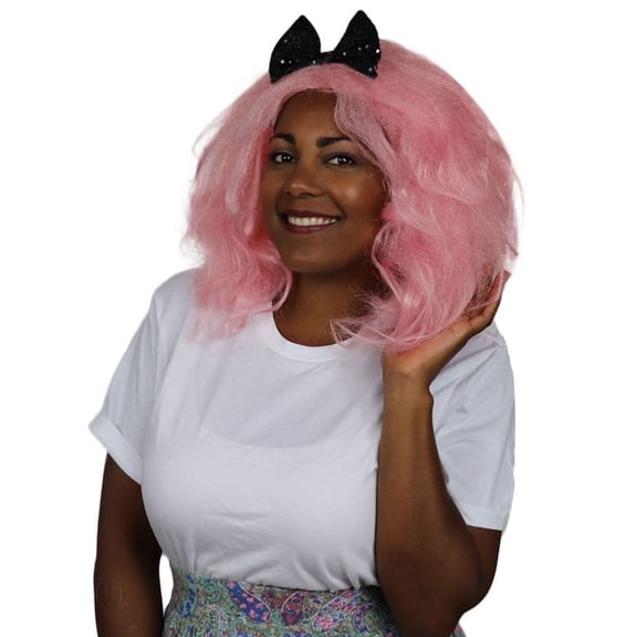 HPO Adult Womens Clown Wig with Bow | Jumbo Super Size Wig | Premium Breathable Capless Cap