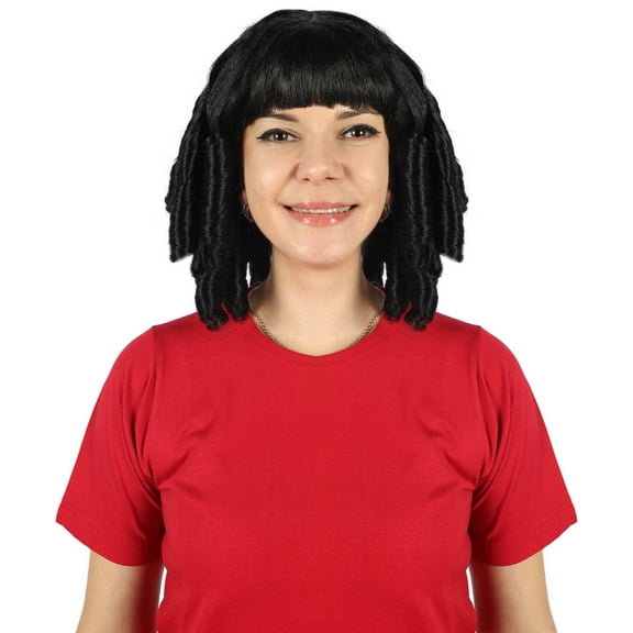 HPO Adult Womens Colonial Historical Black Curly Wig | Premium Breathable Capless Cap|Made of Synthetic Fiber Wig
