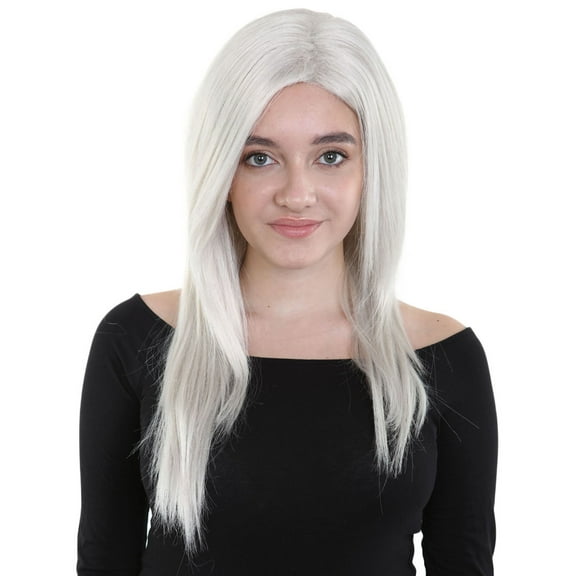 HPO Adult Women's Long Gray Dolly Wig – Fancy Costume Hairpiece for Halloween, Cosplay & Themed Events