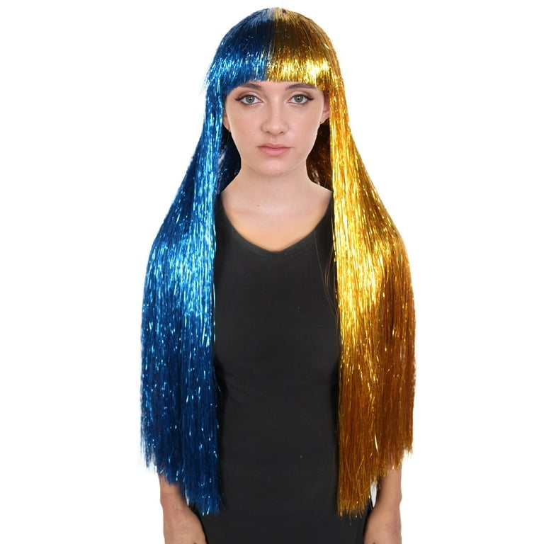 HPO Adult Womens Long Tinsel Wig Collection Party Ready Fancy Cosplay Halloween Wig Premium Breathable Capless Cap Walmart