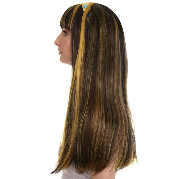 HPO Adult Womens Monster Wig, Black Gold Long Cosplay Halloween Wig, Premium Breathable Capless Cap, Made of Synthetic Fiber Wig