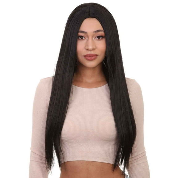 HPO Adult Womens Witch Wigs | Black Long Horror Halloween Wigs | Premium Breathable Capless Cap, Synthetic Fiber