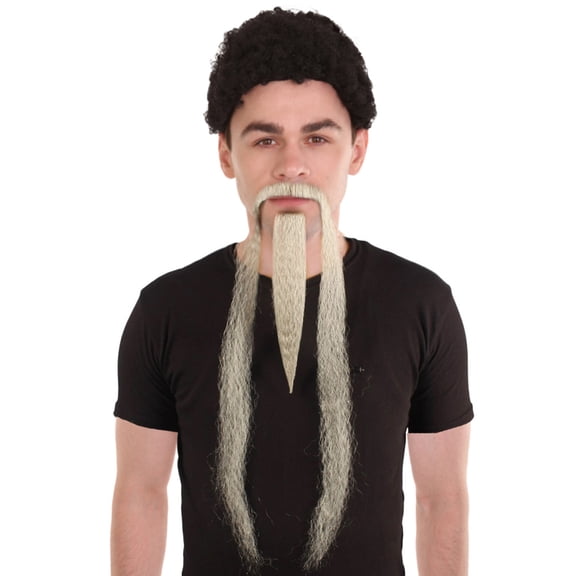 HPO Adult Men's Extra Long White Color Emperor Beard & Mustache Perfect for Cosplay