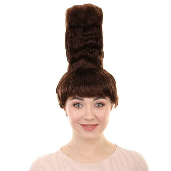 HPO Adult Unisex Brown Cartoon Style Crazy Tower Wig – Capless Synthetic Fiber for Halloween and Cosplay