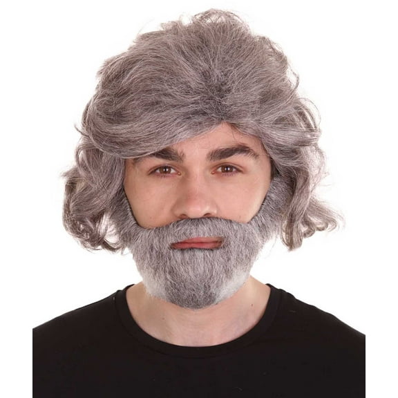 HPO Gray Adult Halloween Costume Cosplay Wigs, with Flame-Retardant Synthetic Fiber