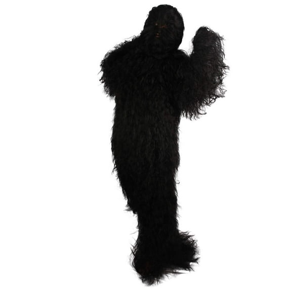 HPO Adult Unisex Yeti Costume with Mask, Black Bigfoot Halloween Outfit, 1