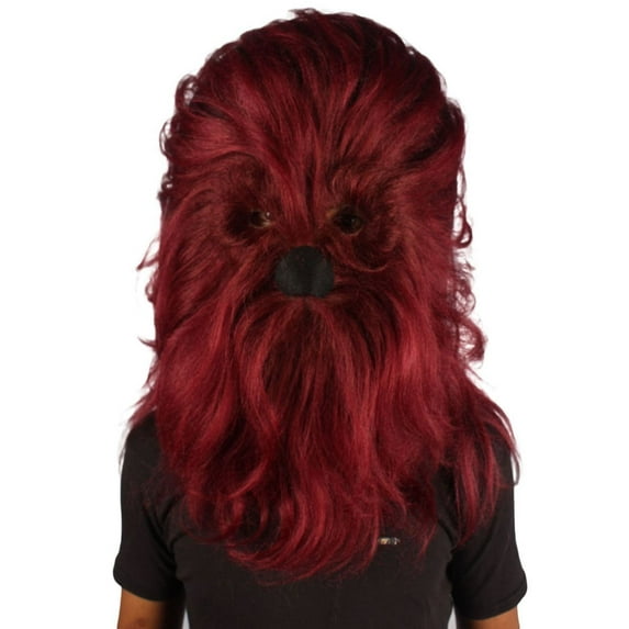 HPO Long Hairy Chewbacca Mask | Adult Unisex Wookiee Warrior costume | Burgundy Halloween Cosplay