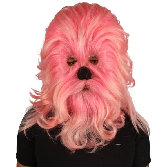 HPO Long Hairy Chewbacca Mask | Adult Unisex Wookiee Warrior costume | Pink Halloween Cosplay