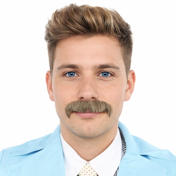 HPO Fake Mustache, Adult Men's 70's Horseshoe, Perfect for Halloween & Cosplay, Synthetic Facial Hair