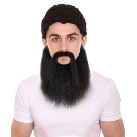 HPO Men's Fake Black  Beards Goast Synthetic Hair Long Beard Cosplay Facial Hair Outfits