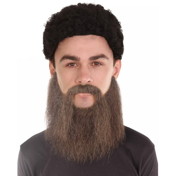 HPO Adult Men's Dark Brown Fake beard and mustache– Costume Facial Hair for Halloween & Cosplay