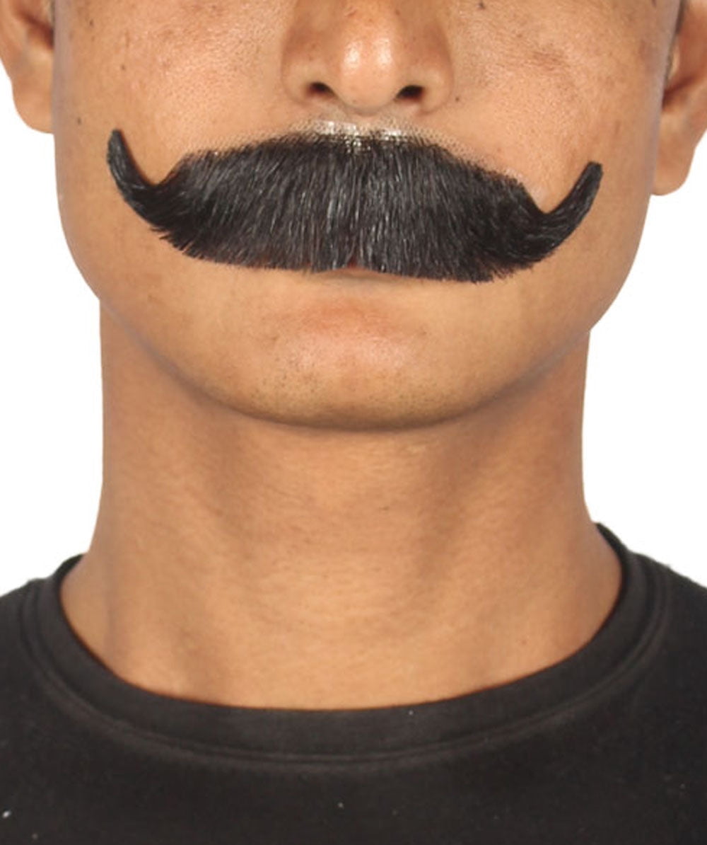 HPO Men's Handlebar Style Mustache Set | Black Cosplay Facial Hair ...