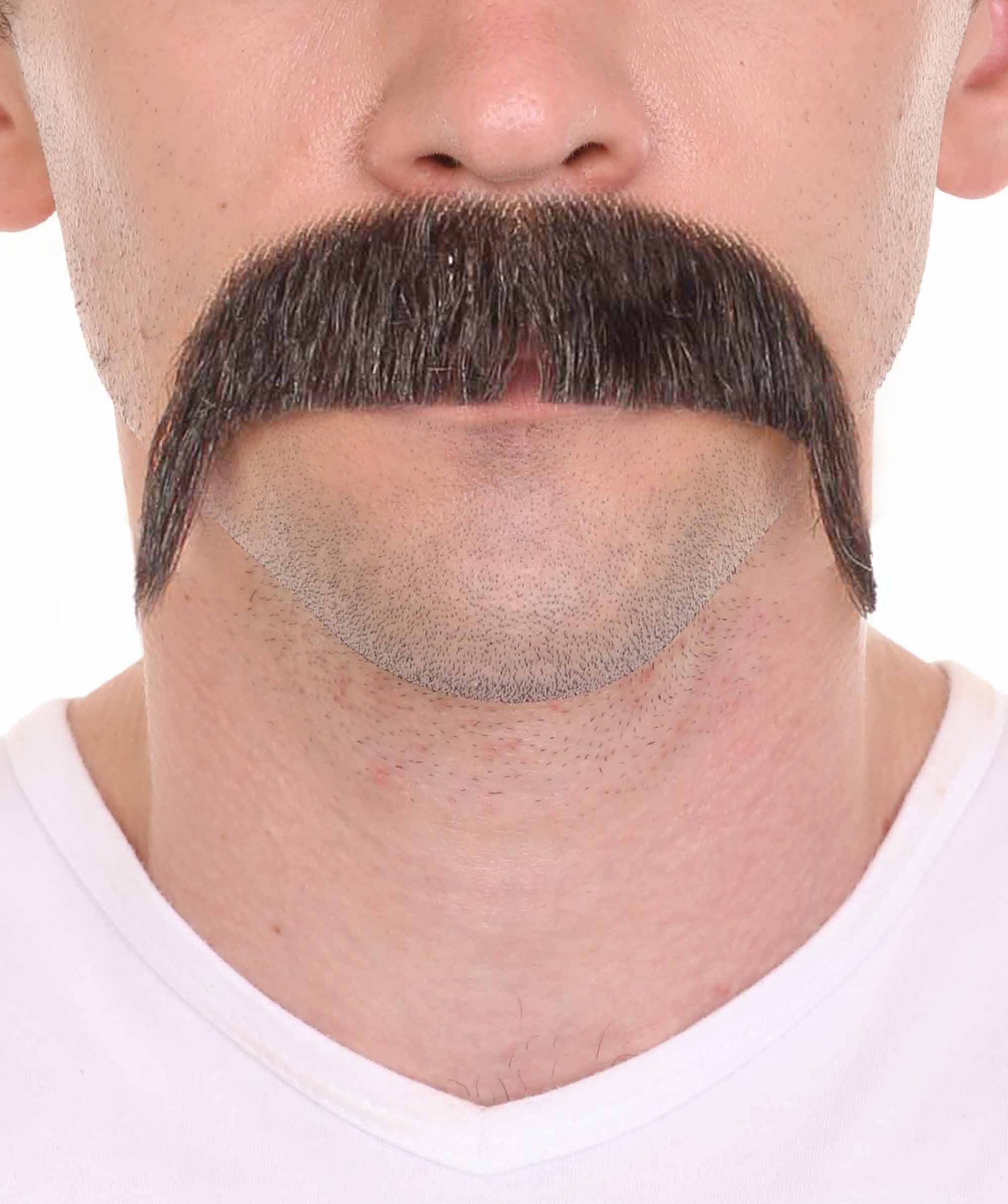 HPO Men's Horseshoe Human Hair Mustache Styles Facial Hair Multi