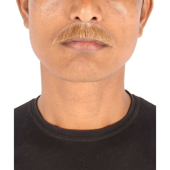 HPO Adult Men’s Human Hair Fake Mustache – Brown | Realistic Facial Hair with Multiple Color Options