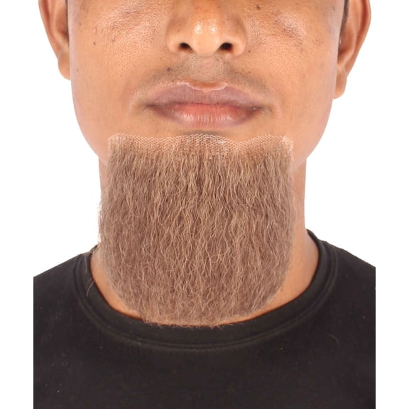 HPO Men's Brown Classic Goatee Fake Beard, Self-Adhesive Synthetic Facial Hair for Halloween Costume Cosplay