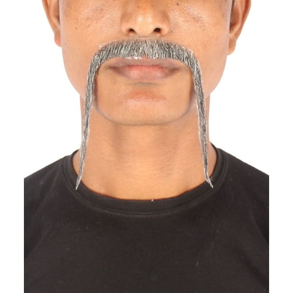 HPO Men's Human Hair Mustache Cosplay Facial Hair (Grey)