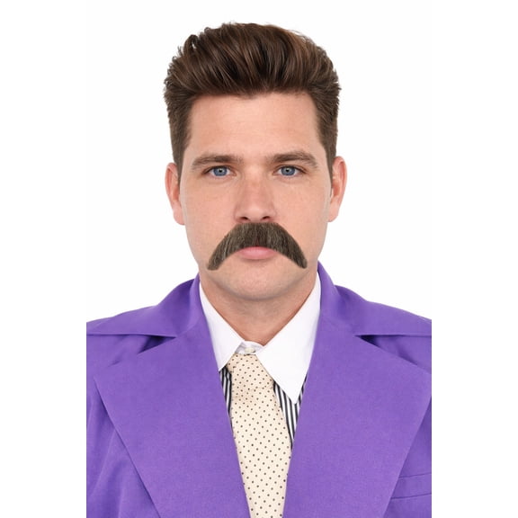 HPO Men's Premium Cowboy Horseshoe Synthetic Facial Hair Mustache - Self-Adhesive Facial Hair for Costume, Party, Drama & Movie Props